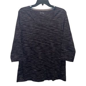 Eddie Bauer 3/4 Sleeves Stretchy Top Black Size Large